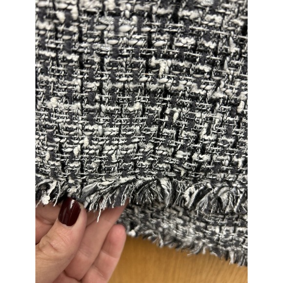 Karl Lagerfeld Paris Black & White Tweed Faux Leather skirt Size 8.  Preppy - Picture 4 of 13